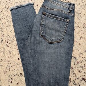 KanCan Frayed Hem Blue Ankle Jeans